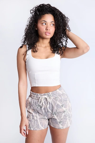 Ribbed Square Neck Tank Top