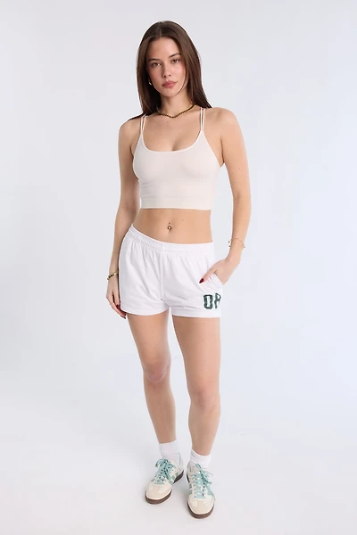 Short en maille aérée à graphique imprimé