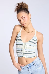 Crochet-Style Tie-Front Tank Top