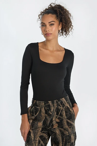 Super Soft Long Sleeve Square Neck Bodysuit
