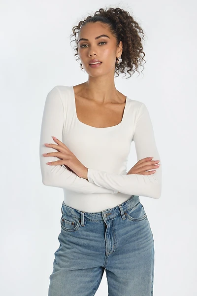 Super Soft Long Sleeve Square Neck Bodysuit