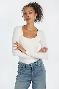 Super Soft Long Sleeve Square Neck Bodysuit