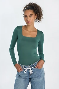 Super Soft Long Sleeve Square Neck Bodysuit