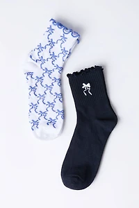 Embroidered Boyfriend Crew Socks 2-Pack