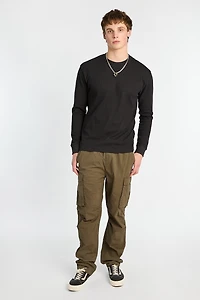 Thermal Waffle Knit Crew Neck Long Sleeve Tee