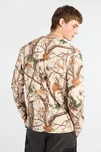 Thermal Waffle Knit Crew Neck Long Sleeve Tee