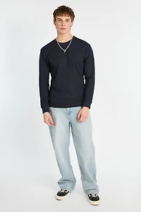 Thermal Waffle Knit Crew Neck Long Sleeve Tee
