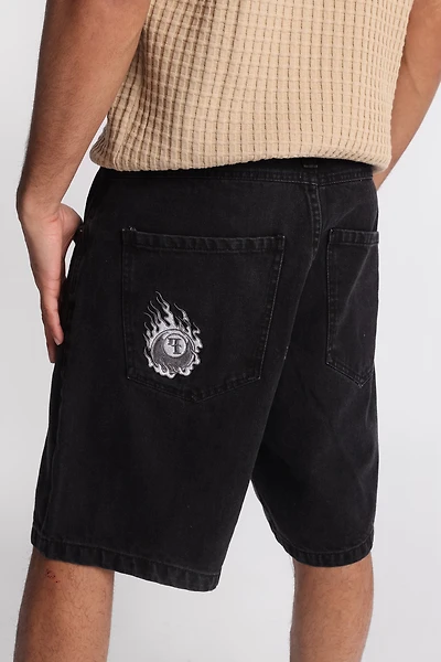 Short en denim lâche à patch brodé bille de billard 7