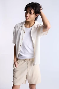 Linen-Blend Button-Up Shirt