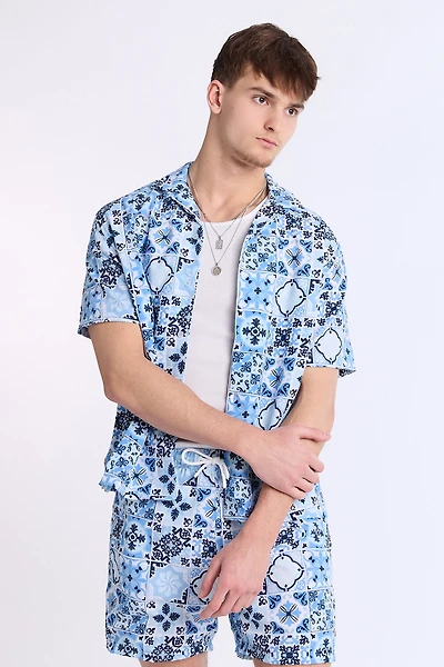 Mosaic Seersucker Short Sleeve Shirt