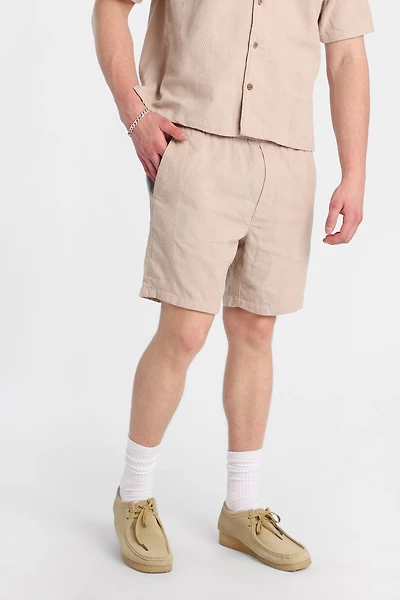 Textured Vertically Striped Shorts