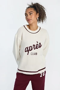 Graphic Flat Knit Crew Neck Sweater