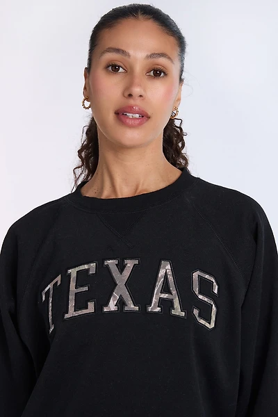 Graphic Raglan Sleeve Crew Neck Sweatshirt