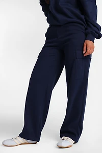 Pantalon en molleton cargo à jambe large délavé