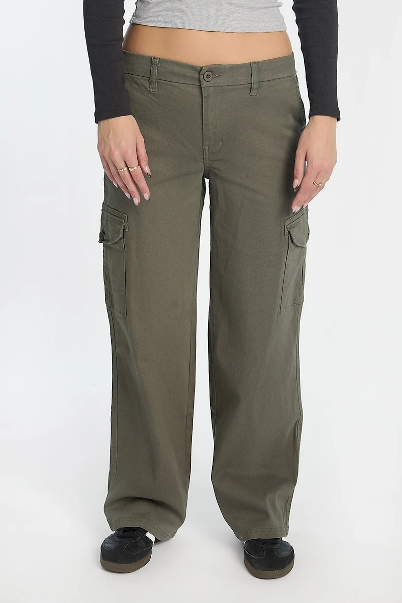 High Rise Baggy Cargo Twill Pants
