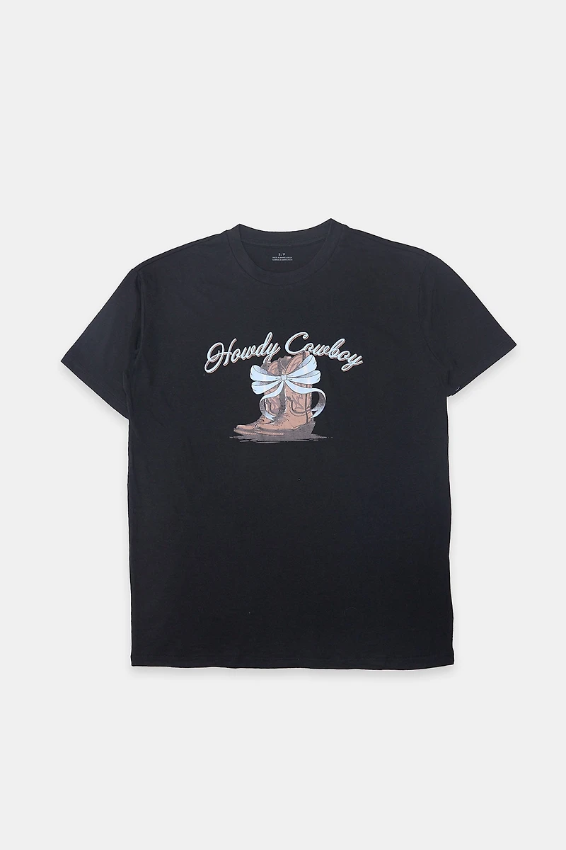 T-shirt coupe garçonne graphique Howdy Cowboy