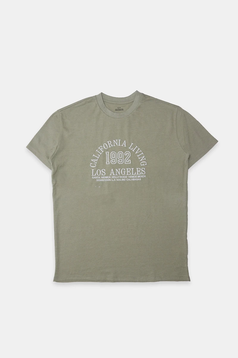 T-shirt coupe garçonne graphique brodé California Living
