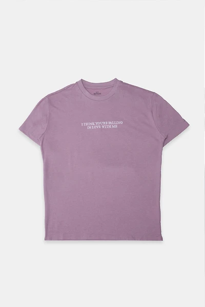 I Think You're Falling Love With Me Embroidered Graphic Boyfriend Tee