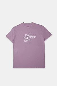 Self-Care Club Embroidered Graphic Boyfriend Tee