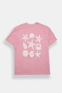 Sea Shells & Starfish Graphic Boyfriend Tee