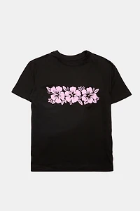 Hibiscus Puff Print Graphic Boyfriend Tee