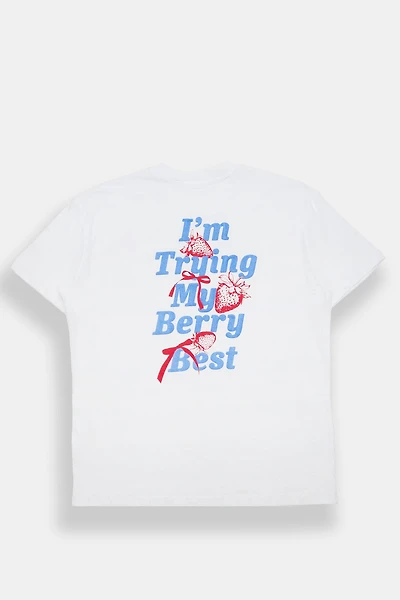 I'm Trying My Berry Best Graphic Super Soft Boyfriend Tee