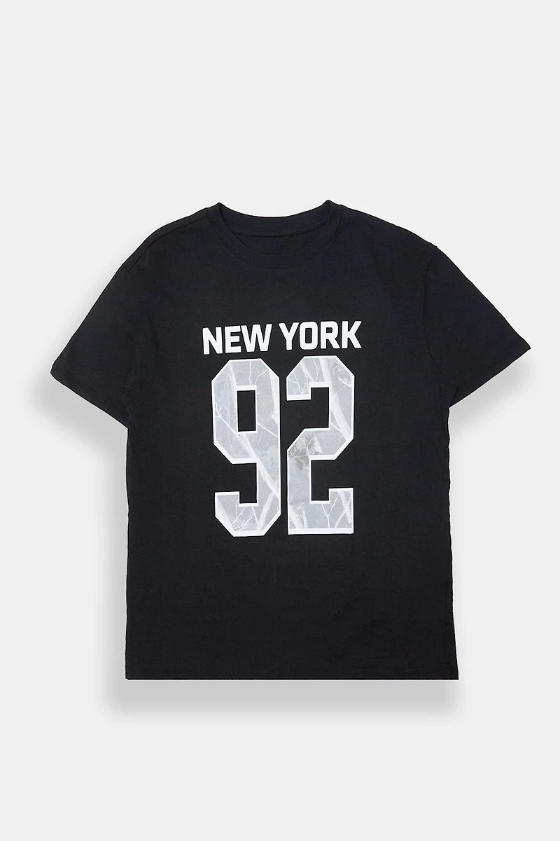 T-shirt coupe garçonne imprimé camouflage New York '92