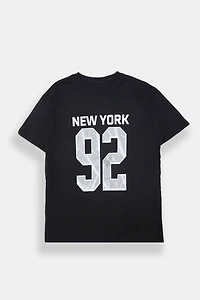 T-shirt coupe garçonne imprimé camouflage New York '92