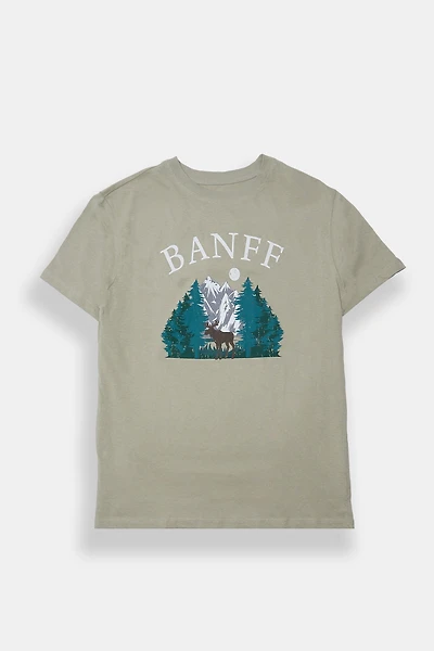 T-shirt coupe garçonne imprimé Banff