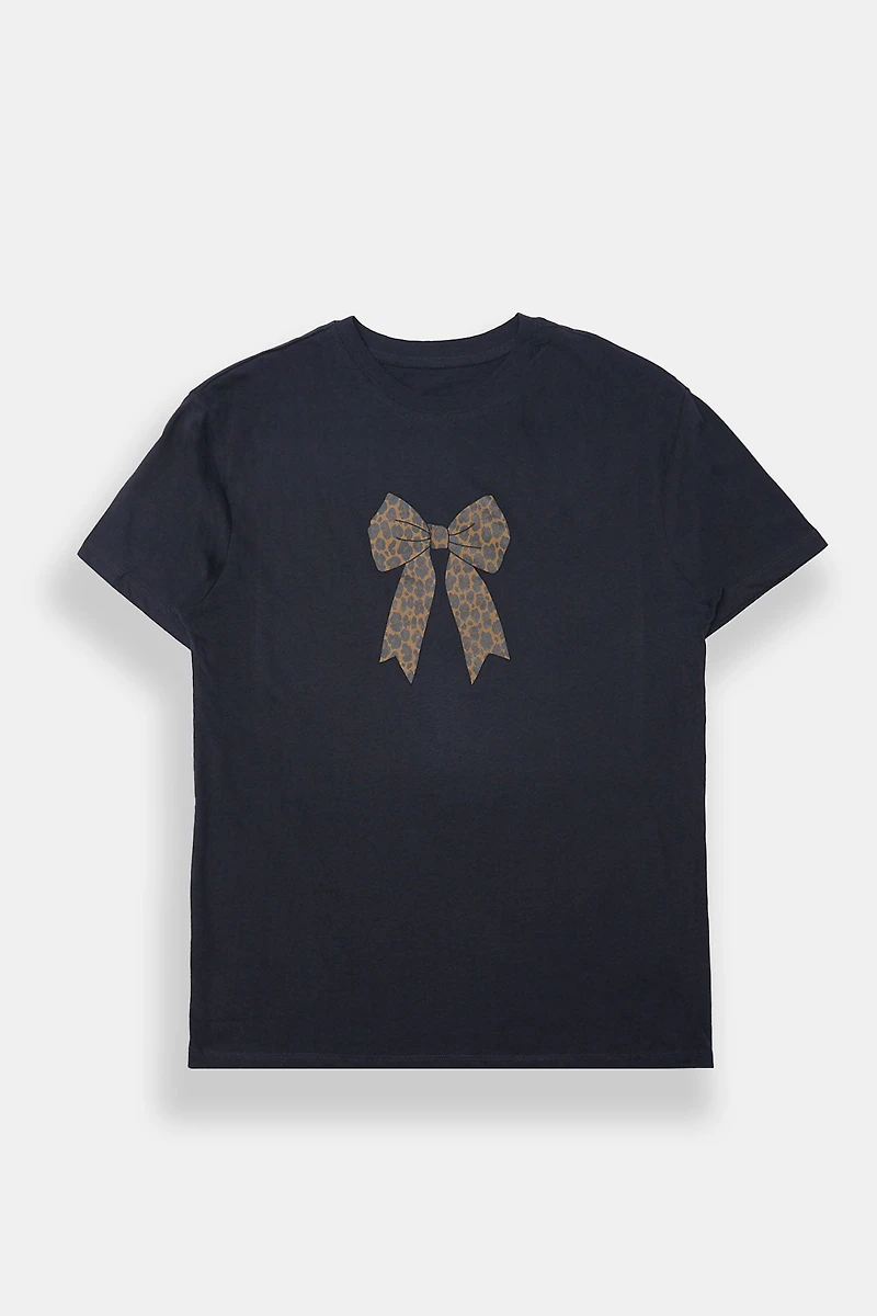 T-shirt coupe garçonne imprimé rosette léopard