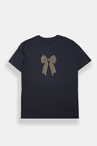 T-shirt coupe garçonne imprimé rosette léopard