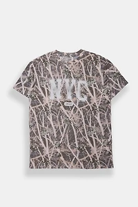 T-shirt coupe garçonne imprimé camouflage New York City