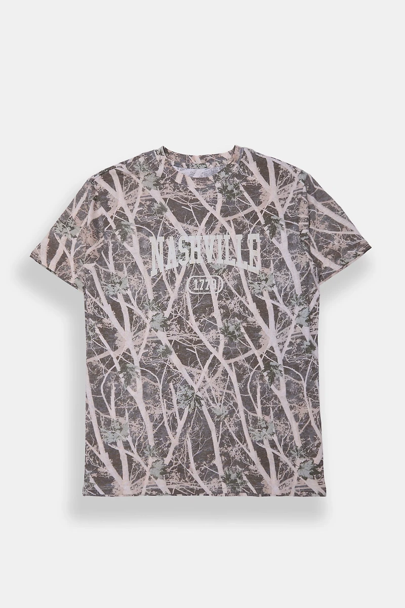 T-shirt coupe garçonne imprimé camouflage Nashville