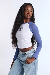 London Embroidered Graphic Raglan Long Sleeve Tee