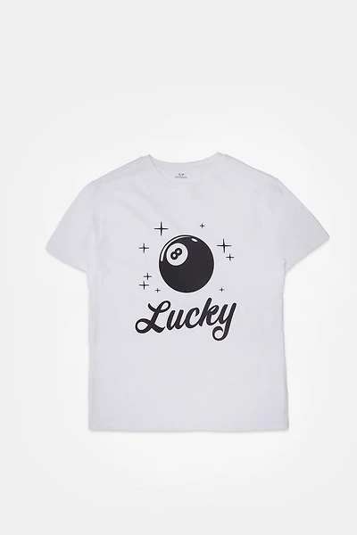 T-shirt coupe garçonne graphique brodé 8 Ball Lucky