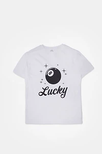 T-shirt coupe garçonne graphique brodé 8 Ball Lucky