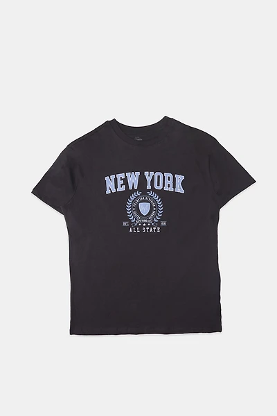 T-shirt coupe garçonne  graphique brodé New York