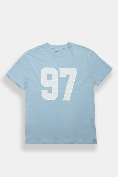 98 Lace Applique Graphic Acid Wash Boyfriend Tee
