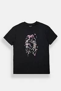 Skeleton Bow Graphic Boyfriend Tee