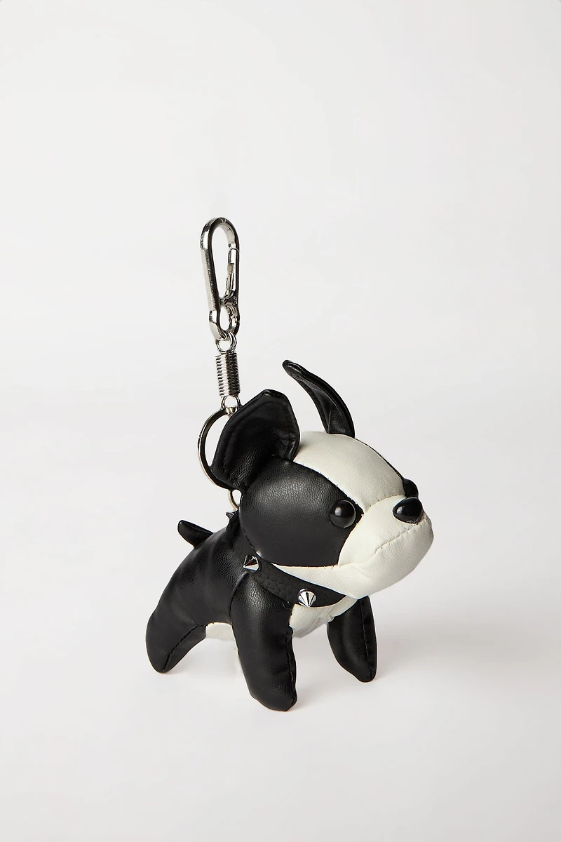 Plush Studded Dog Keychain