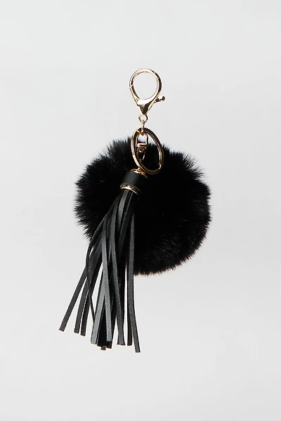 Faux-Fur Pompom & Tassel Keychain