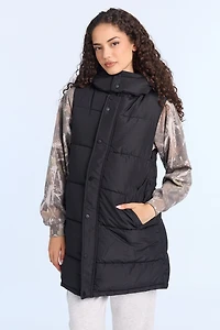 Long Hooded Puffer Vest