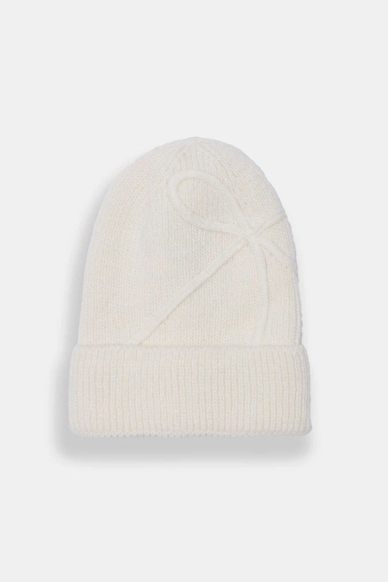 Ribbed Knit Bow Beanie