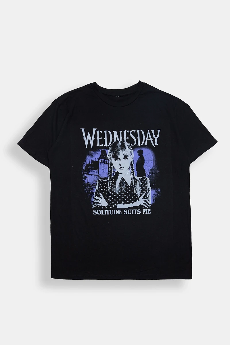 Wednesday Solitude Suits Me Graphic Boyfriend Tee