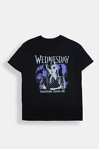 Wednesday Solitude Suits Me Graphic Boyfriend Tee