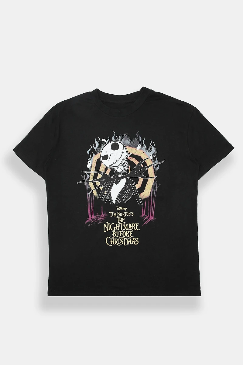 The Nightmare Before Christmas Jack Flames Graphic Boyfriend Tee