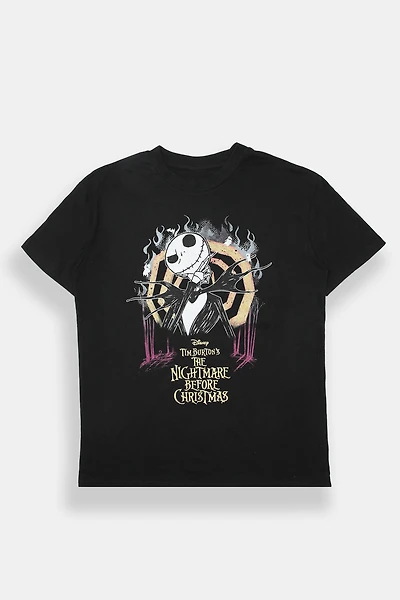 The Nightmare Before Christmas Jack Flames Graphic Boyfriend Tee