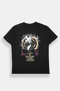 The Nightmare Before Christmas Jack Flames Graphic Boyfriend Tee
