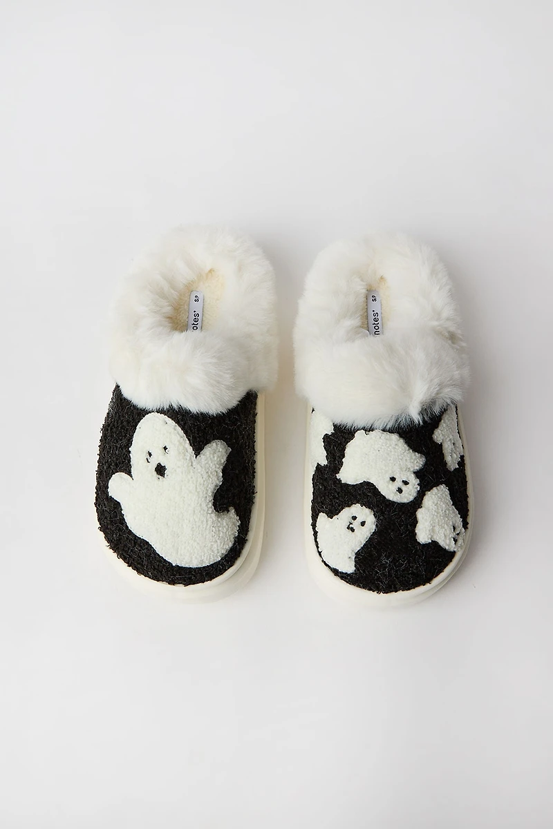 Ghost Faux-Shearling Plush Slippers