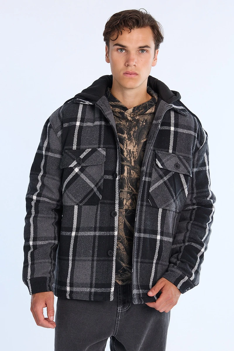 North Western Lined Flannel Hooded Shacket
